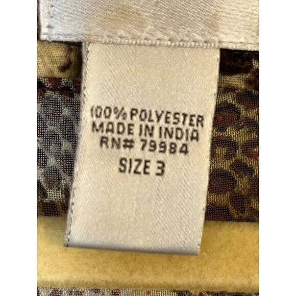 Chicos Top XL Brown Animal Print Tunic Sequin Neutral Twee Western 80s Safari - Picture 7 of 12